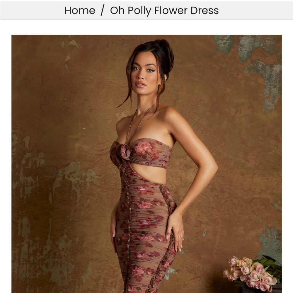 Oh Polly Floral Strapless Dress